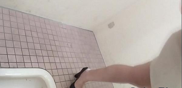  Asian whore squatting to piss